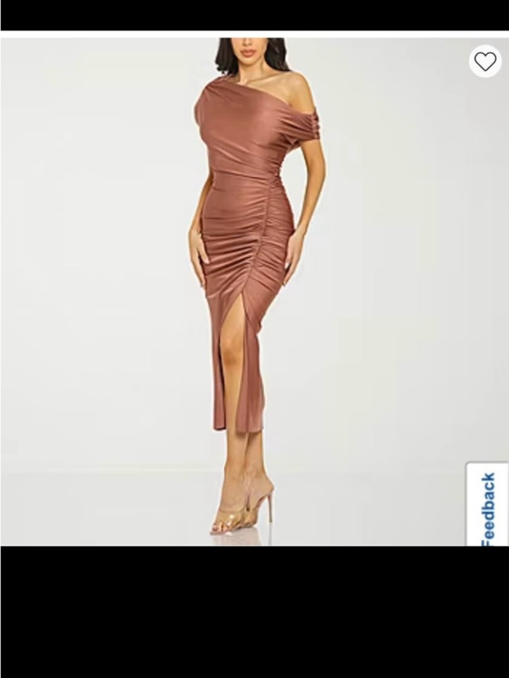 One-Shoulder Ruched Midi Dress in Dusty Mauve